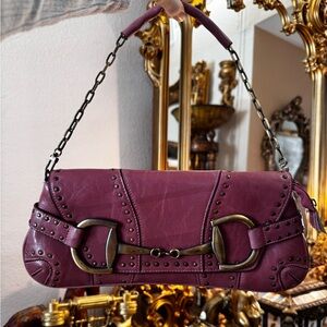 Horsebit bag y2k Rina Rich Horsebit buckle gold light pink leather bag old money